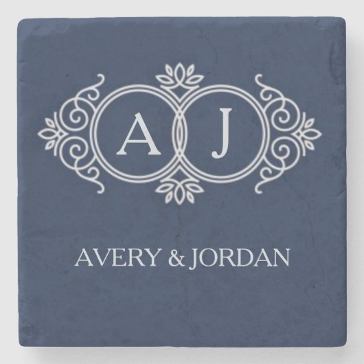 Monogram initials wedding  frame minimal design  ストーンコースター (正面)
