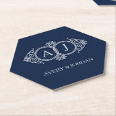 Monogram initials wedding  frame minimal design  ペーパーコースター (アングル)
