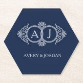 Monogram initials wedding  frame minimal design  ペーパーコースター (正面)