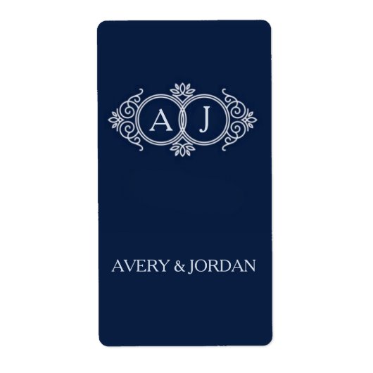 Monogram initials wedding  frame minimal design  ラベル (正面)