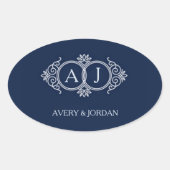 Monogram initials wedding frame minimal design 楕円形シール (正面)