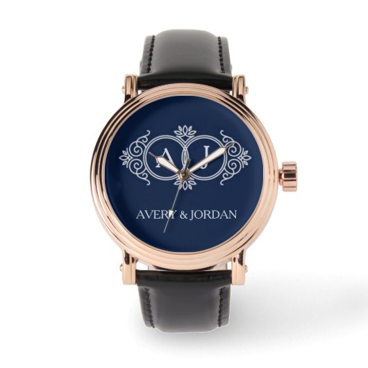 Monogram initials wedding  frame minimal design  腕時計 (正面)