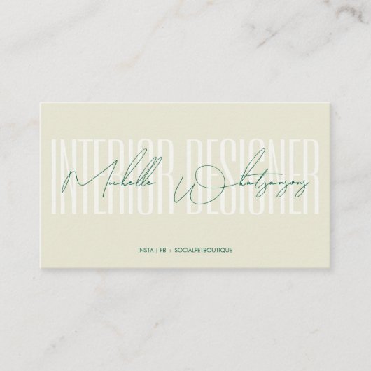 Monogram INTERIOR DESIGNER modern script 名刺 (正面)