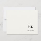 Monogram Ivory Simple Monogrammed Social Notecard ノートカード (正面)