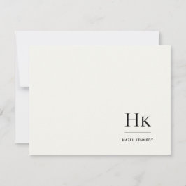 Monogram Ivory Simple Monogrammed Social Notecard ノートカード