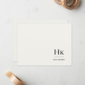 Monogram Ivory Simple Monogrammed Social Notecard ノートカード (正面/裏面インサイチュ)
