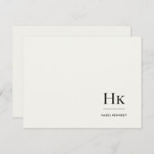 Monogram Ivory Simple Monogrammed Social Notecard ノートカード (正面/裏面)