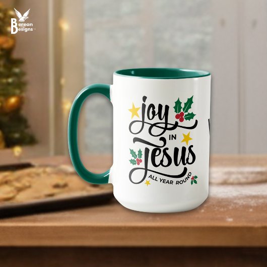 Monogram JOY IN JESUS Christian Christmas  マグカップ