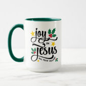 Monogram JOY IN JESUS Christian Christmas  マグカップ (左)