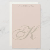 Monogram k文パーソナライズされた房具 便箋 (正面/裏面)