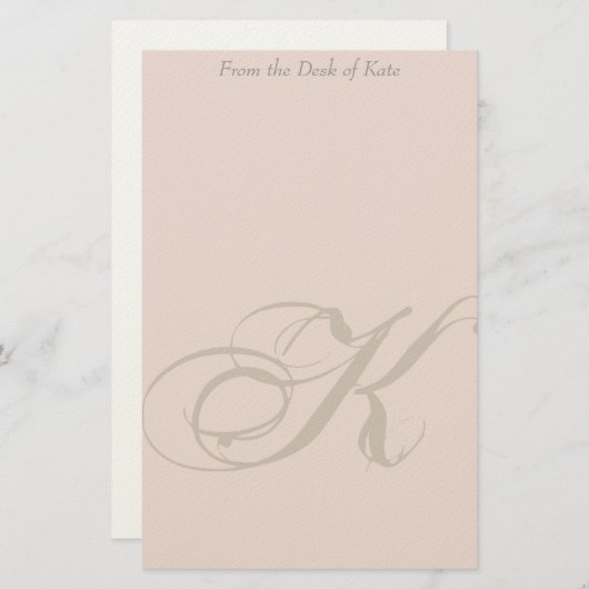 Monogram k文パーソナライズされた房具 便箋 (正面/裏面)