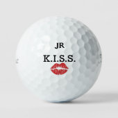 Monogram K.I.S.S. with red lips  ゴルフボール (正面)