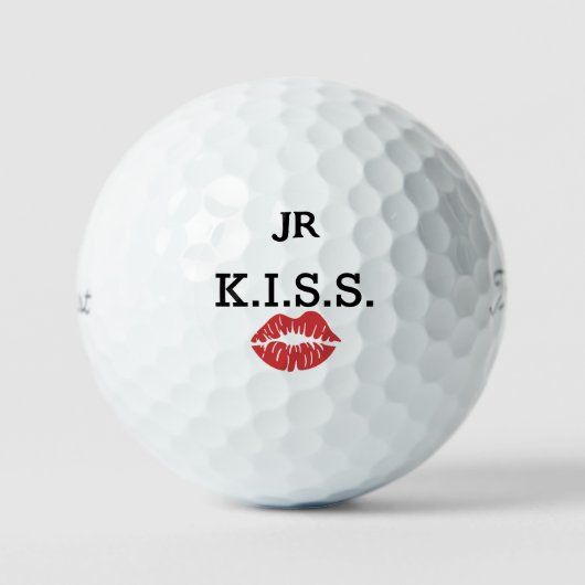 Monogram K.I.S.S. with red lips  ゴルフボール (正面)