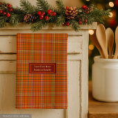 Monogram Kitchen Towel Rustic Autumn Plaid Design キッチンタオル