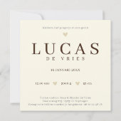 Monogram L Beer Neutraaal Bosdier Jongen Geboorte カード (裏面)