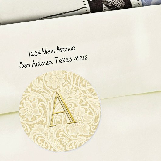 Monogram Lace Envelope Seal Gold ラウンドシール
