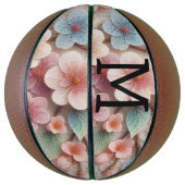 Monogram lace floral pink pastel cherry blossom  バスケットボール (縦)