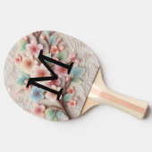 Monogram lace floral pink pastel cherry blossom  卓球ラケット (横)