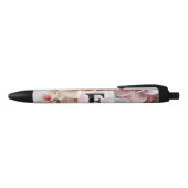 Monogram lace floral pink pastel orchid flowers 黒ボールペン (トップ)