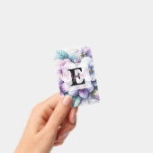 Monogram lace floral pink purple pansies flowers  バッジ (手持ち)