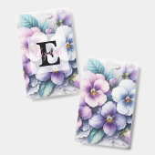 Monogram lace floral pink purple pansies flowers  バッジ (正面＆裏面)