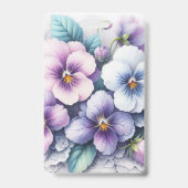 Monogram lace floral pink purple pansies flowers  バッジ (裏面)