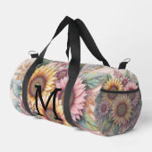 Monogram lace floral pink yellow orange sunflowers ダッフルバッグ (右コーナー)