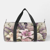 Monogram lace floral purple roses lavender lilies  ダッフルバッグ (裏面)