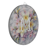 Monogram lace pink and yellow Spring flowers  ダーツボード (正面左)