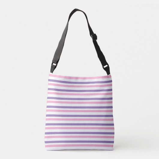 Monogram Lavender Pink White Stripes クロスボディバッグ (裏面)