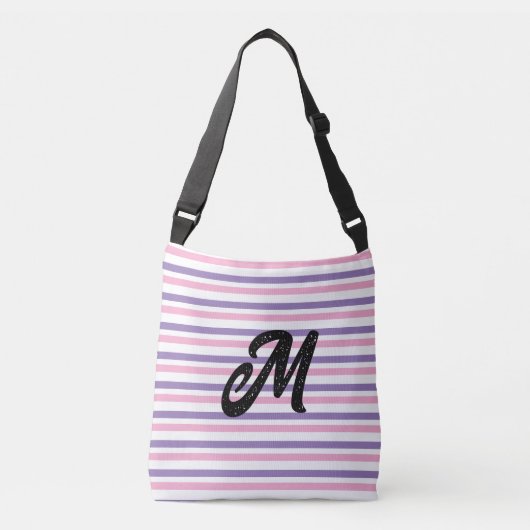Monogram Lavender Pink White Stripes クロスボディバッグ (正面)