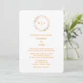 Monogram Leaf Crest Orange White Classy Wedding 招待状 (スタンド正面)
