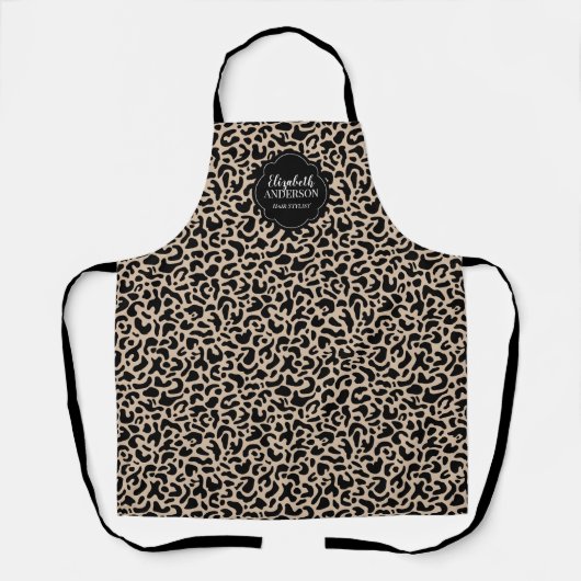 Monogram Leopard Pattern Hair Salon Apron エプロン (正面)