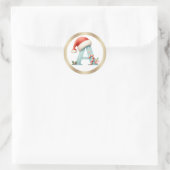 Monogram letter A, Santa hat Christmas  Sticker ラウンドシール (バッグ)