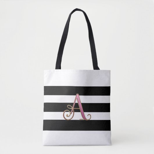 Monogram Letter A Shopping reusable tote bag トートバッグ (正面)