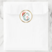 Monogram letter C, Santa hat Christmas  Sticker ラウンドシール (バッグ)