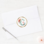 Monogram letter C, Santa hat Christmas  Sticker ラウンドシール (封筒)