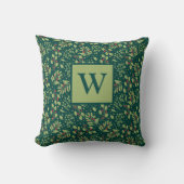 Monogram Letter Christmas Greenery Throw Pillow クッション (正面)