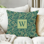 Monogram Letter Christmas Greenery Throw Pillow クッション