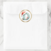 Monogram letter D, Santa hat Christmas  Sticker ラウンドシール (バッグ)
