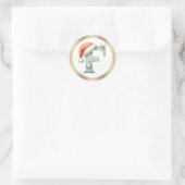 Monogram letter F, Santa hat Christmas Sticker ラウンドシール (バッグ)