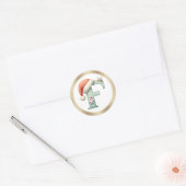 Monogram letter F, Santa hat Christmas Sticker ラウンドシール (封筒)