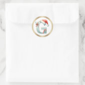 Monogram letter G, Santa hat Christmas  Sticker ラウンドシール (バッグ)