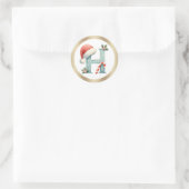 Monogram letter H, Santa hat Christmas  Sticker ラウンドシール (バッグ)