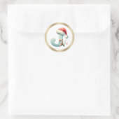 Monogram letter J, Santa hat Christmas  Sticker ラウンドシール (バッグ)