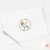 Monogram letter K, Santa hat Christmas  Sticker ラウンドシール (封筒)