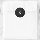 Monogram Letter K Sticker – Black & White Minimal  ラウンドシール (バッグ)