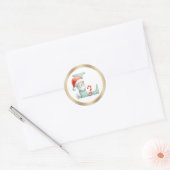 Monogram letter L, Santa hat Christmas  Sticker ラウンドシール (封筒)