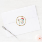 Monogram letter M, Santa hat Christmas Sticker ラウンドシール (封筒)