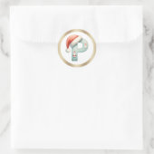 Monogram letter N, Santa hat Christmas Sticker ラウンドシール (バッグ)